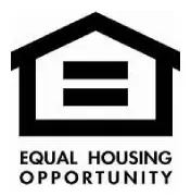 A black and white image of an equal housing opportunity logo.
